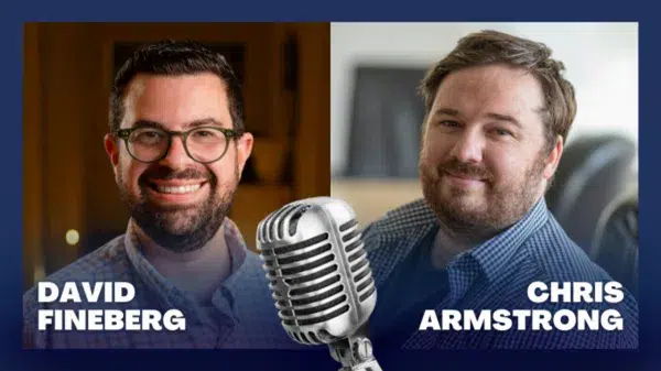 On the left is a picture of Dr. David Fineberg smiling, wearing glasses and a plaid shirt. On the right is a picture of Dr. Christopher Armstrong, also smiling with a light-hearted and approachable demeanor.